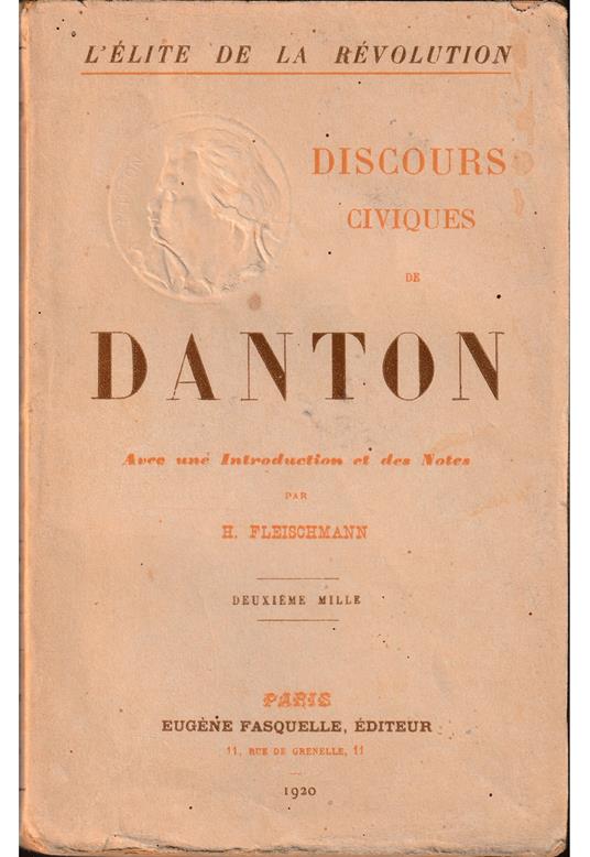 Discours civiques de Danton Avec une Introduction et des Notes par Hector Fleischmann - copertina