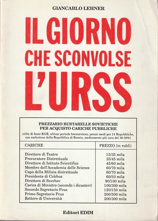 Il giorno che sconvolse l'URSS - Giancarlo Lehner - copertina