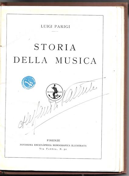 Storia della musica - Luigi Parigi - copertina