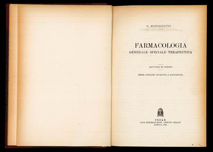 Farmacologia generale, speciale, terapeutica - Egidio Meneghetti - copertina