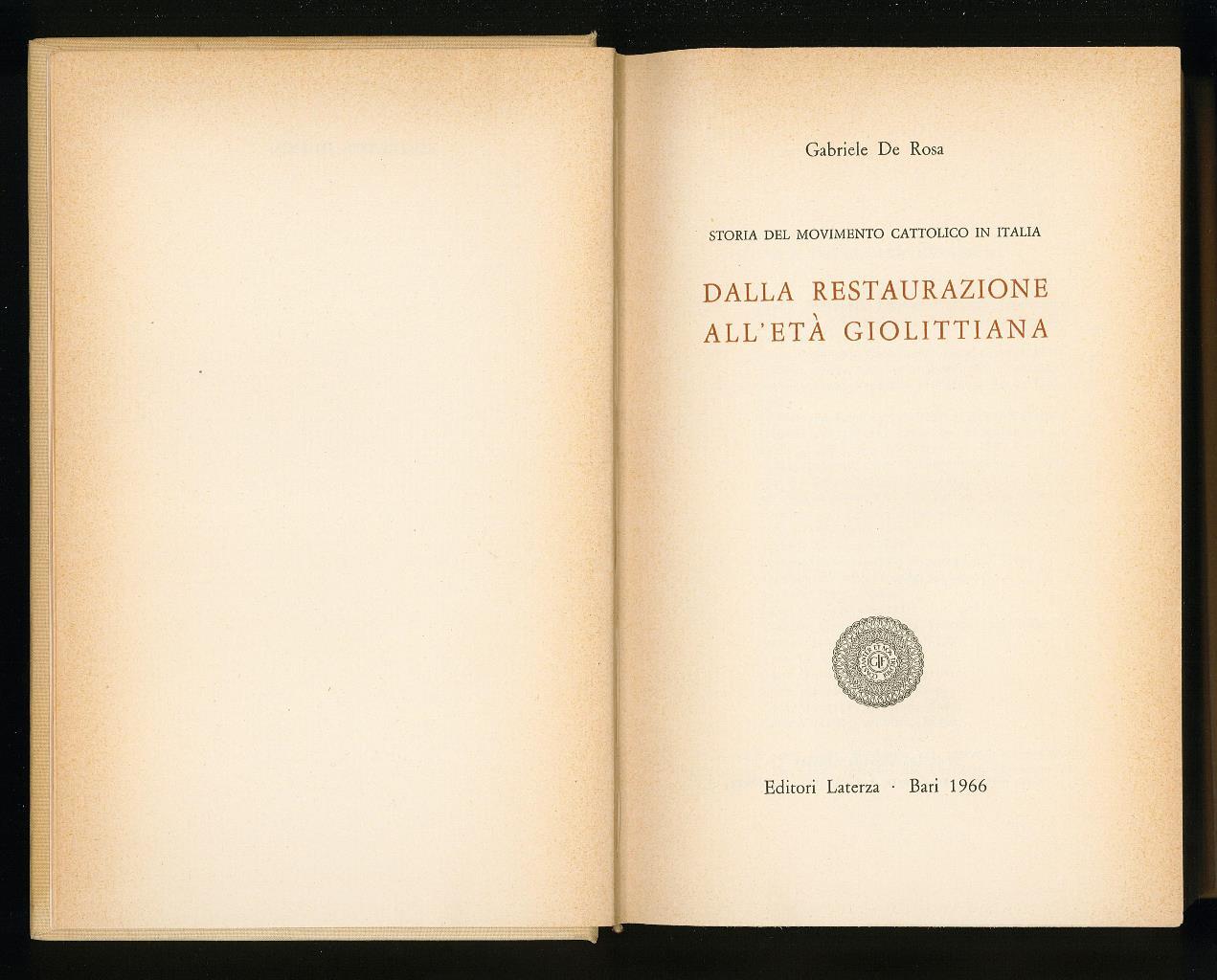 Dalla Restaurazione all'età giolittiana