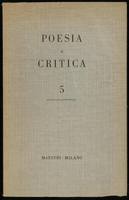 Poesia e Critica - copertina