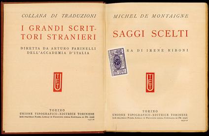 Saggi scelti - Michel de Montaigne - copertina