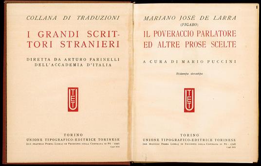 Il poveraccio parlatore ed altre prose scelte - Mariano Jose de Larra - copertina