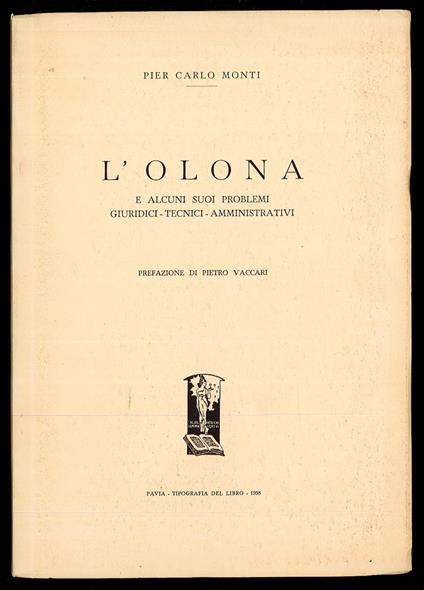 L' Olona e alcuni suoi problemi giuridici tecnici e amministrativi - copertina