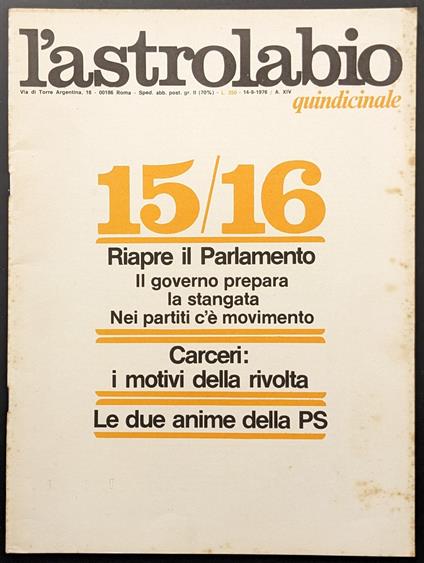 L' astrolabio 15/16 - copertina