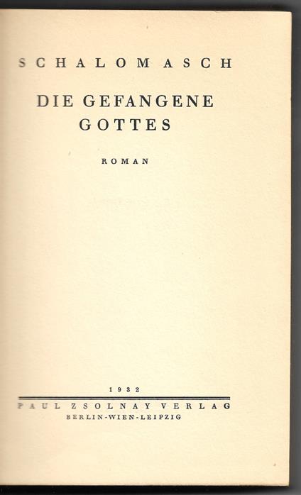 Die gefangene gottes - Sholem Asch - copertina