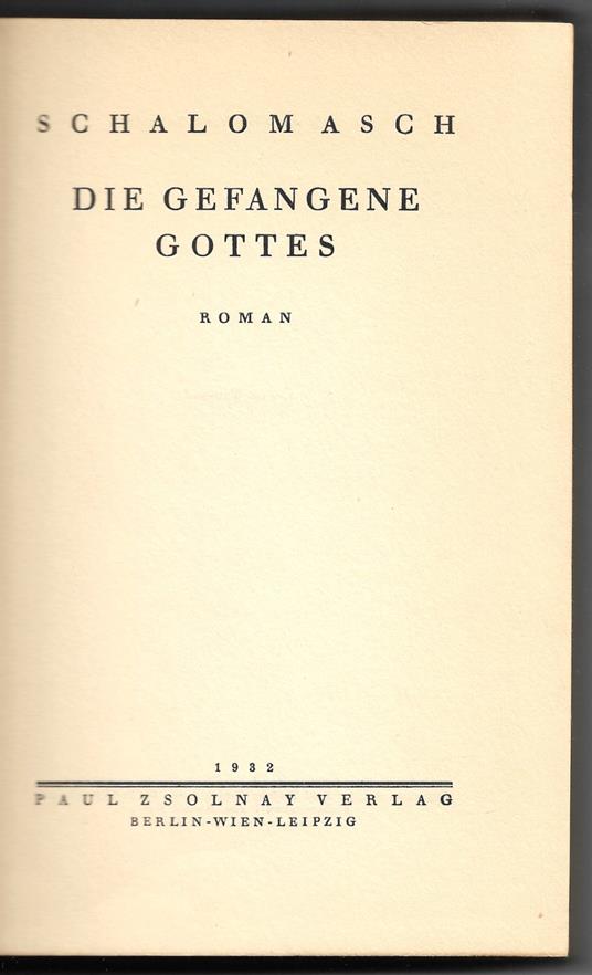 Die gefangene gottes - Sholem Asch - copertina