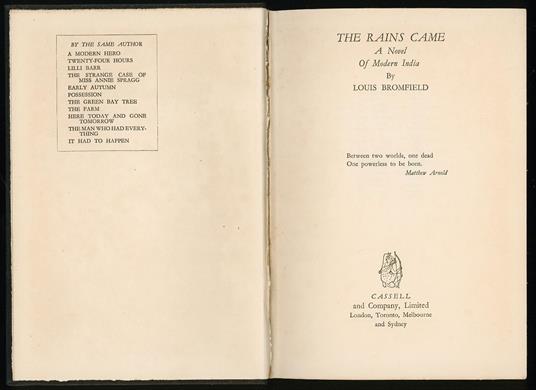 The rains came - Louis Bromfield - copertina