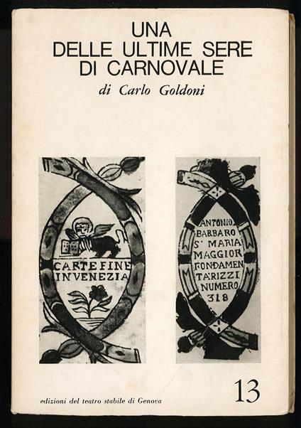 Una delle ultime sere di Carnovale - Carlo Goldoni - copertina