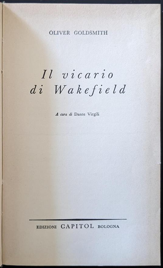 Il vicario di Wakefield - Oliver Goldsmith - copertina