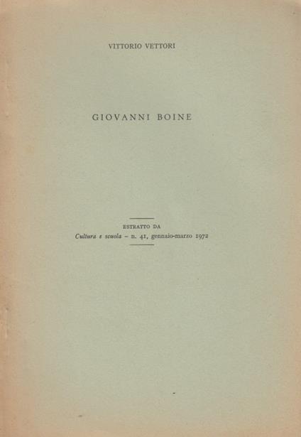 Giovanni Boine - Vittorio Vettori - copertina