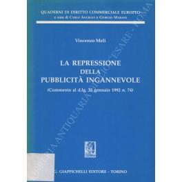 repressione della pubblicita ingannevole (Commento al d.lg. 25 gennaio 1992 n. 74) - Vincenzo Meli - copertina