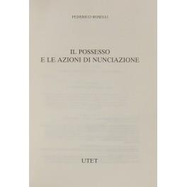 Il possesso e le azioni di nunciazione - Federico Roselli - copertina