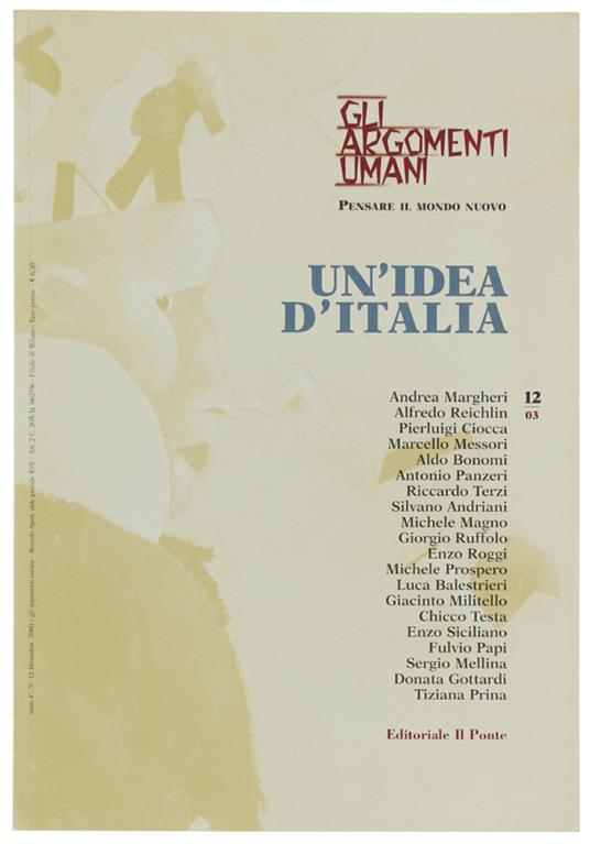Gli ARGOMENTI UMAN n. 12 - 2003: IUN'IDEA D'ITALIA - Autori Vari - copertina