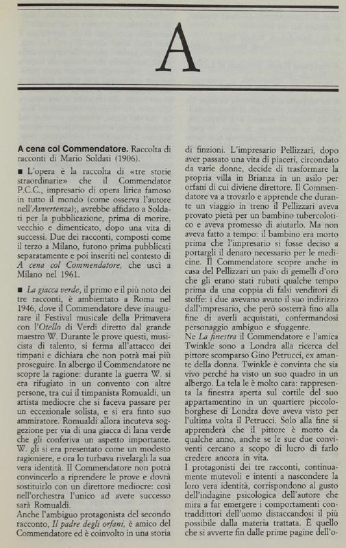 DIZIONARIO DELLA LETTERATURA ITALIANA - Le opere