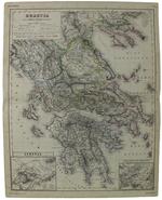 GRAECIA. Atlas Antiquus - Large color map of Greece with hand watercolored borders & principal features - Kiepert Henrico - Reimer