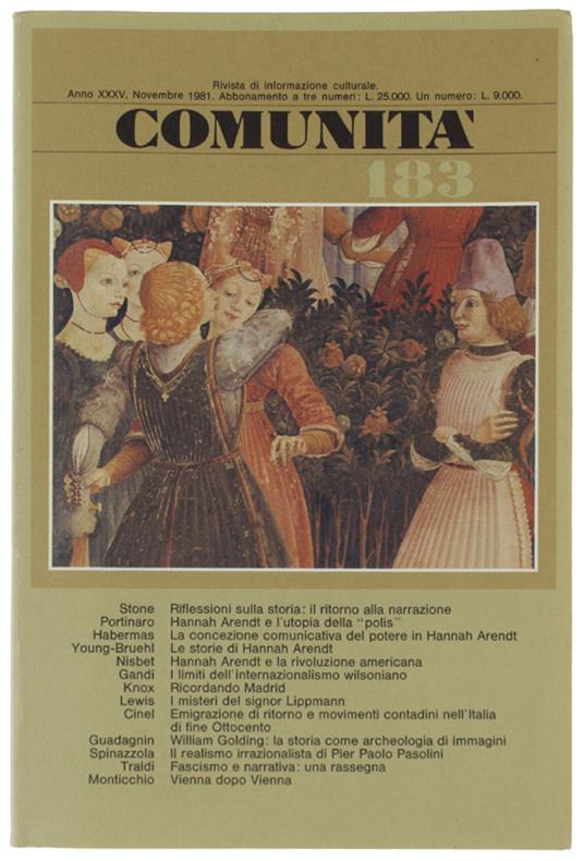 COMUNITA' - N. 183. Rivista di informazione culturale - Olivetti Adriano (fondatore) - copertina