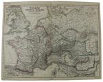 GALLIA, BRITANNIA, GERMANIA PROVINCIAE DANUVIENSES + DACIA. Atlas Antiquus - Large color map with hand watercolored borders & principal features - Kiepert Henrico Kiepert Henrico - Reimer