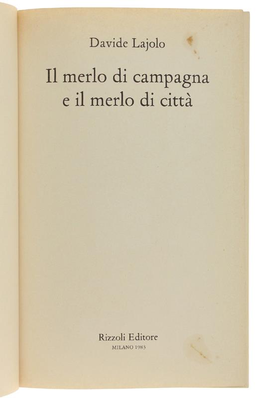 Il MERLO DI CAMPAGNA E IL MERLO DI CITTA'