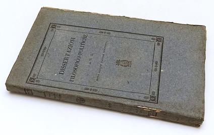 Dissertazioni Filosofico-Politiche Massime Dominanti - copertina