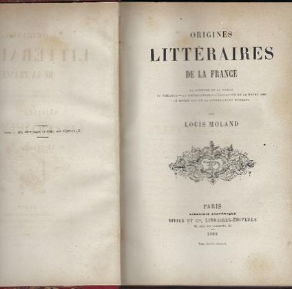 Origines Littéraires De La France - copertina