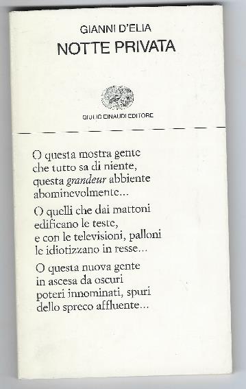 Notte Privata - Gianni D'Elia - copertina