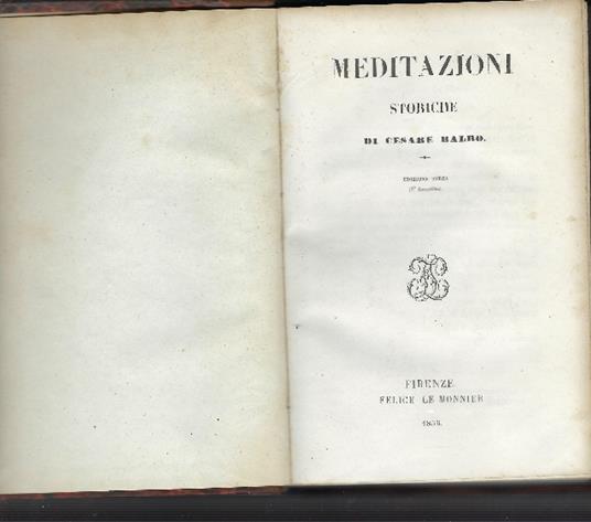 Meditazioni Storiche - Cesare Balbo - copertina