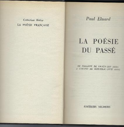 Poésie Du Passé - Paul Elvard - copertina