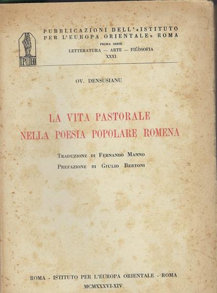 Vita Pastorale Nella Poesia Popolare Romena - copertina