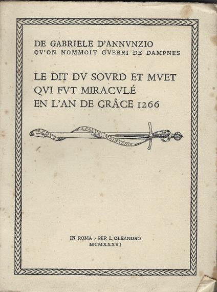 Le Dit Du Sourd Et Muet - Gabriele D'Annunzio - copertina