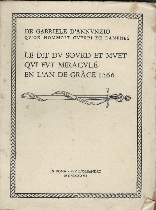 Le Dit Du Sourd Et Muet - Gabriele D'Annunzio - copertina