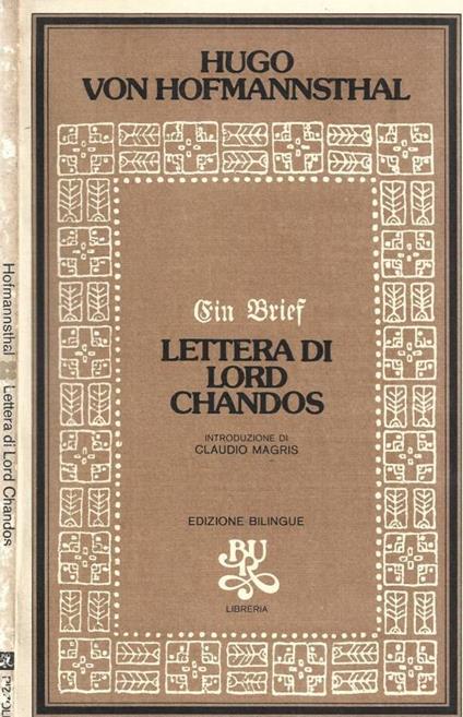 Ein Brief. Lettera di Lord Chandos - Hugo von Hofmannsthal - copertina