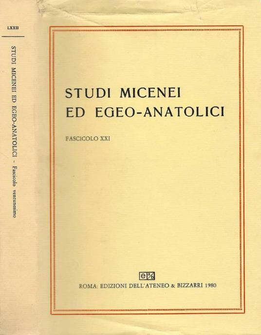 Studi Micenei ed Egeo Anatolici - copertina