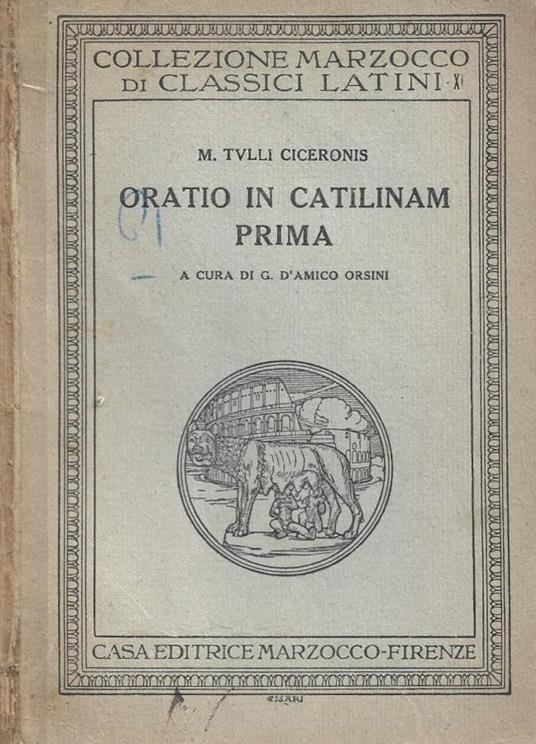 Oratio in Catilinam prima - M. Tullio Cicerone - copertina