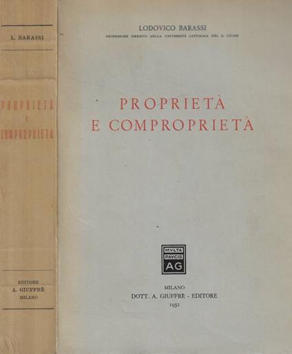 Proprietà e comproprietà - Lodovico Barassi - copertina