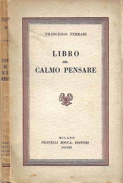 Libro del calmo pensare - Francesco Ferrari - copertina