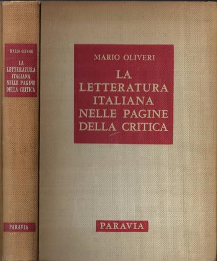 La letteratura italiana nelle pagine della critica - Mario Oliveri - copertina