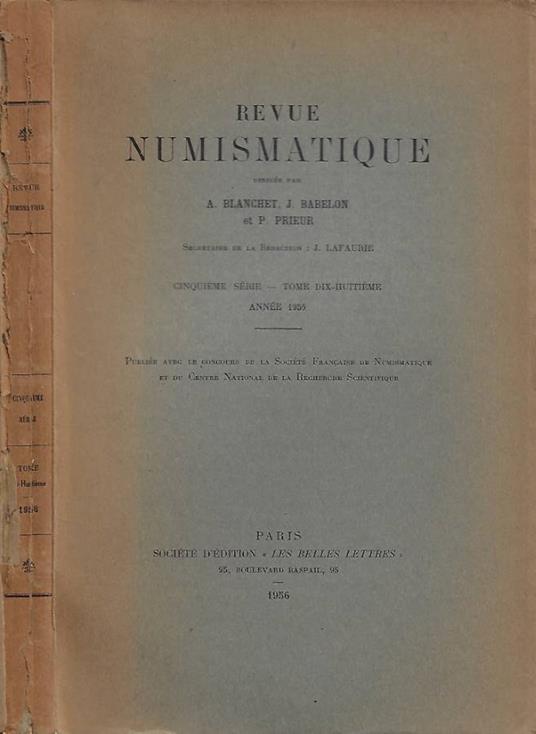 Revue Numismatique. Cinquième Série - Tome Dix-Huitième - 1956 - copertina