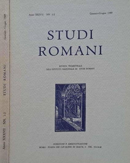 Studi Romani. Rivista trimestrale dell'Istituto Nazionale di Studi Romani. NN. 1-2, gennaio-giugno 1989 - copertina