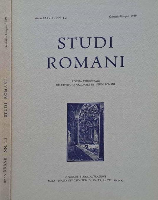 Studi Romani. Rivista trimestrale dell'Istituto Nazionale di Studi Romani. NN. 1-2, gennaio-giugno 1989 - copertina