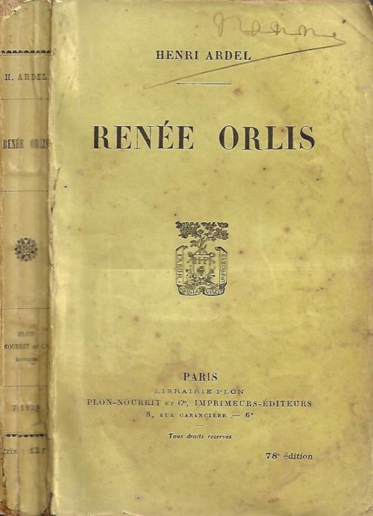 Renée Orlis - Henry Ardel - copertina