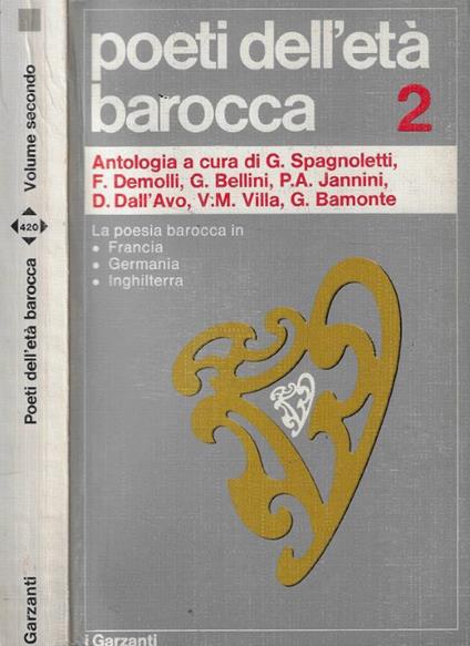 Poeti dell'età barocca 2: La poesia barocca in Francia, Germania e Inghilterra - copertina