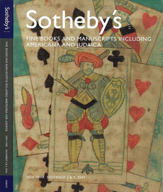 Fine Books and Manuscripts Including Americana and Judaica (New York, December 2 & 3, 2004) - copertina