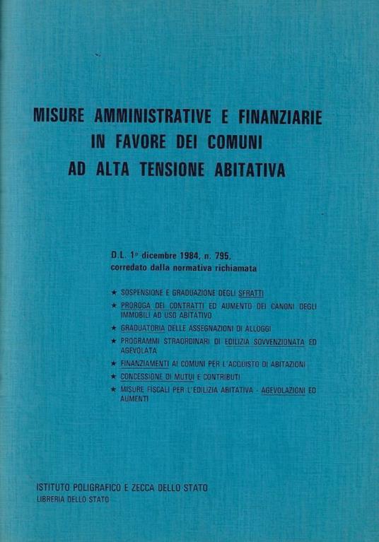 Misure amministrative e finanziarie in favore dei comuni ad alta tensione abitativa - copertina