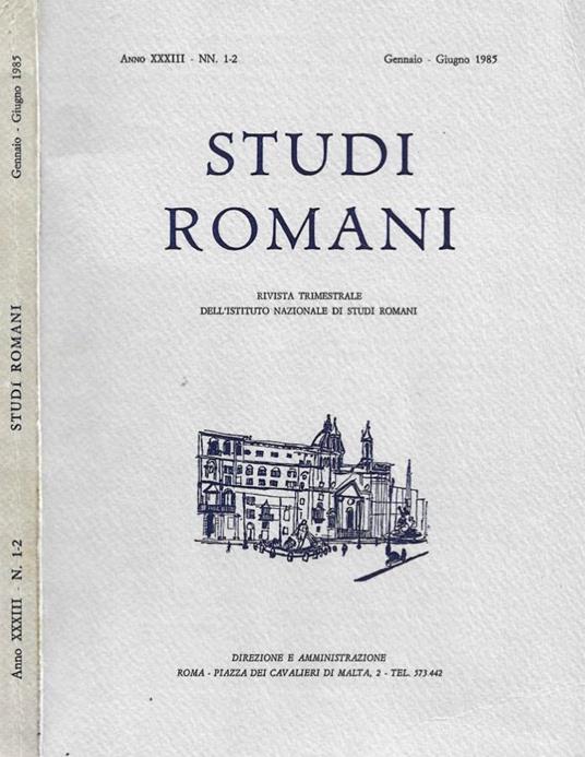 Studi Romani. Rivista trimestrale dell'Istituto Nazionale di Studi Romani. NN. 1-2, gennaio-giugno 1985 - copertina