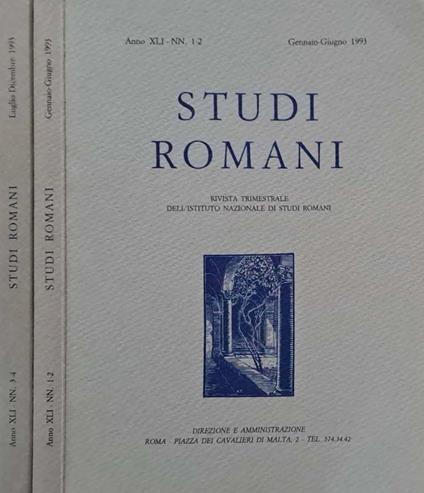 Studi Romani. Rivista trimestrale dell'Istituto Nazionale di Studi Romani. NN. 1-2 e 3-4, anno XLI, 1993 - copertina