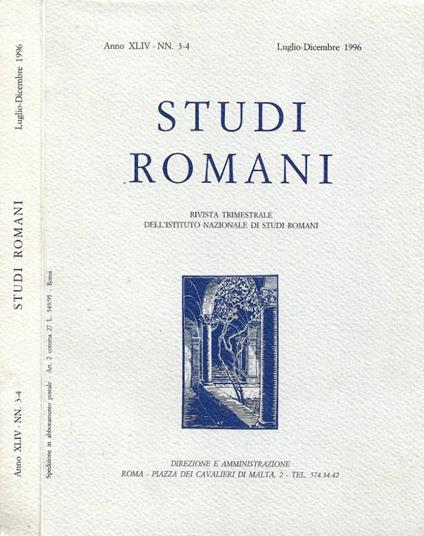 Studi Romani. Rivista trimestrale dell'Istituto Nazionale di Studi Romani. NN. 3-4, Luglio-Dicembre 1996 - copertina