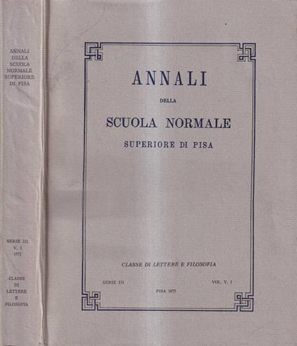 Annali della Scuola Normale Superiore di Pisa, Serie III, Vol. V, 1 - copertina