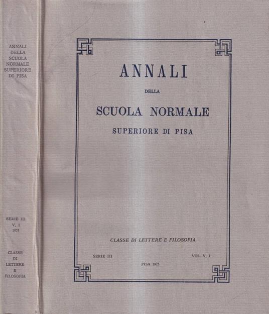 Annali della Scuola Normale Superiore di Pisa, Serie III, Vol. V, 1 - copertina